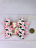 Pink Cow hair bow