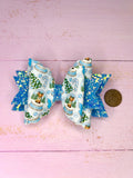 Blue Christmas hair bow