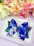 Stars and sky galaxy hair bow