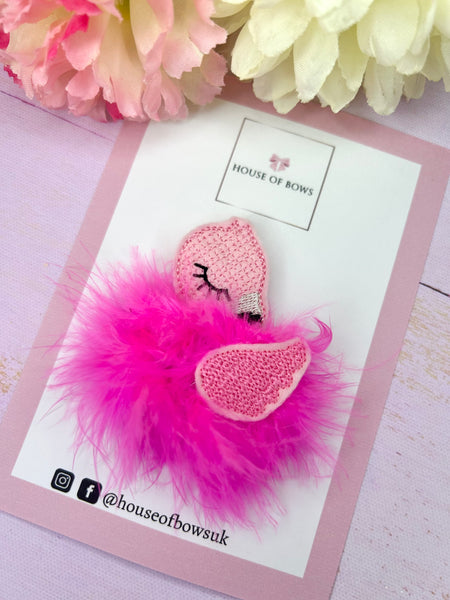 Flamingo fluffy clip