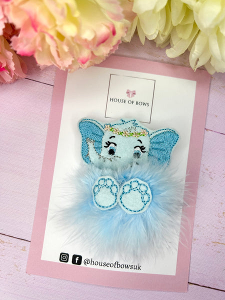 Fluffy elephant hair clip