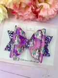 Purple unicorn bow