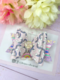 Rainbow charm hair bow