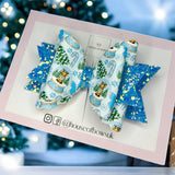 Blue Christmas hair bow