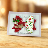 Christmas reindeer with scarf hair bow