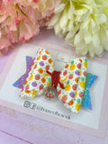 Apple charm hair bow