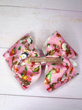 Large pink Christmas hair bow