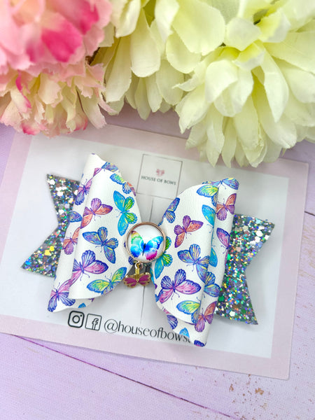 Butterfly charm hair bow