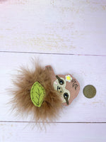 Fluffy sloth hair clip