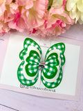 School gingham butterfly clip