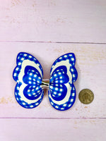 School gingham butterfly clip