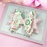 Pink Christmas hair bow