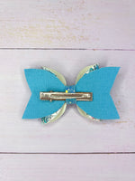 Blue flower hair bow