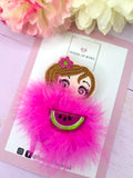 Brunette watermelon doll fluffy clip