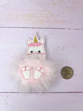 Unicorn fluffy hair clip