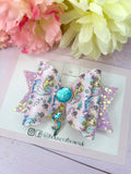 Mermaid charm hair bow