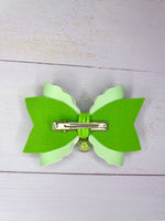 Green apple charm hair bow
