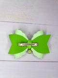 Green apple charm hair bow