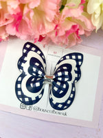 School gingham butterfly clip