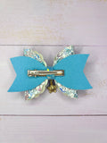 Blue flower hair bow