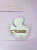 Fluffy swan hair clip