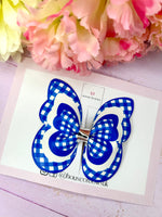 School gingham butterfly clip