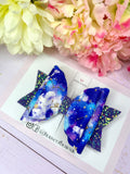 Stars and sky galaxy hair bow