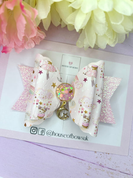 Moon and stars hair bow
