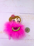 Brunette watermelon doll fluffy clip
