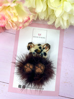 Fluffy leopard hair clip