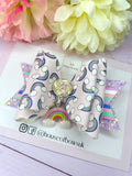 Rainbow charm hair bow