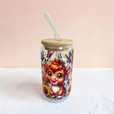 Highland cow glass cup