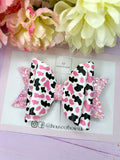 Pink Cow hair bow