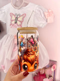 Highland cow glass cup