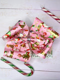 Large pink Christmas hair bow