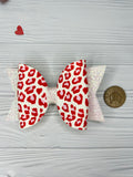 Red leopard print bow