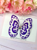 School gingham butterfly clip