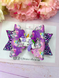 Purple unicorn bow