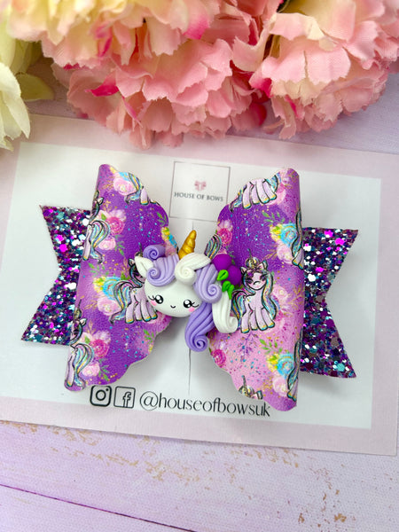 Purple unicorn bow
