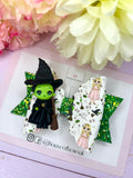 Green witch hair bow