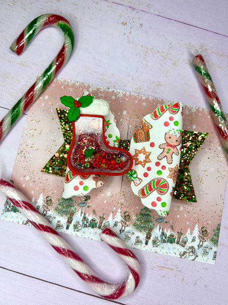 Christmas stocking hair bow