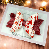 Christmas red bow hair bow