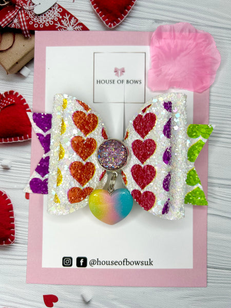 Valentines heart charm bow