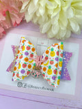Apple charm hair bow