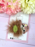 Fluffy sloth hair clip