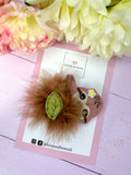 Fluffy sloth hair clip