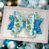 Blue Christmas hair bow