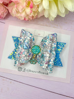 Blue flower hair bow