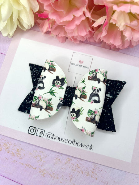 Panda hair bow
