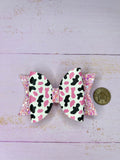 Pink Cow hair bow
